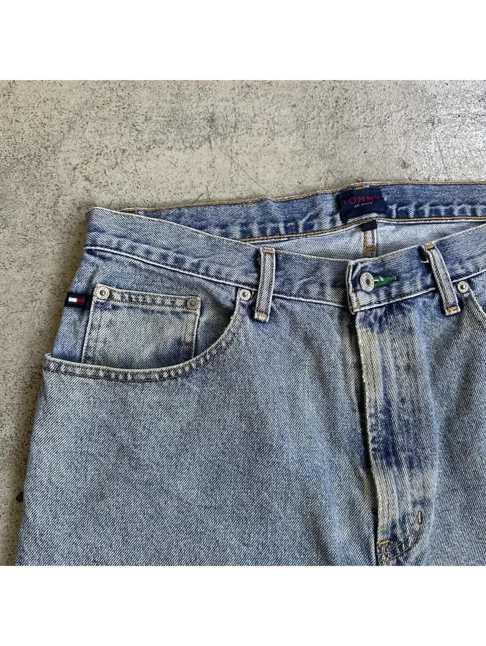 Vintage Y2K Tommy Hilfiger Blue Carpenter Baggy Denim Jeans Shorts Jorts